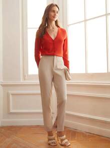 MOTF PREMIUM STRAIGHT LEG SPLIT TROUSERS - Beige - View 4