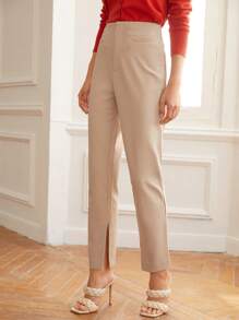 MOTF PREMIUM STRAIGHT LEG SPLIT TROUSERS - Beige - View 6