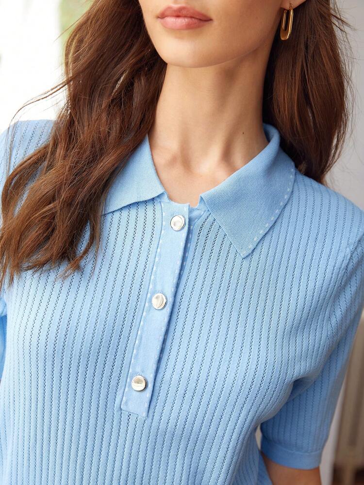 LYOCELL POLO KNIT TOP