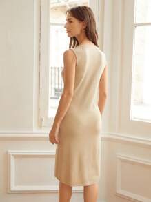 SHEIN Unity Wool-Mix Twist Sweater Dress - Khaki - View 3