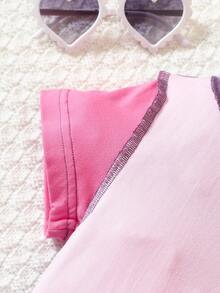 2入組撞色短袖T恤和摩托車風格短褲套裝適合夏天 - 彩色 - 查看 3