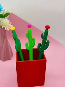 1 bộ/3 cái (3 Màu) Bút Bi Hình Xương Rồng Dùng Cho Văn Phòng, Học Tập - màu đen - Xem 2