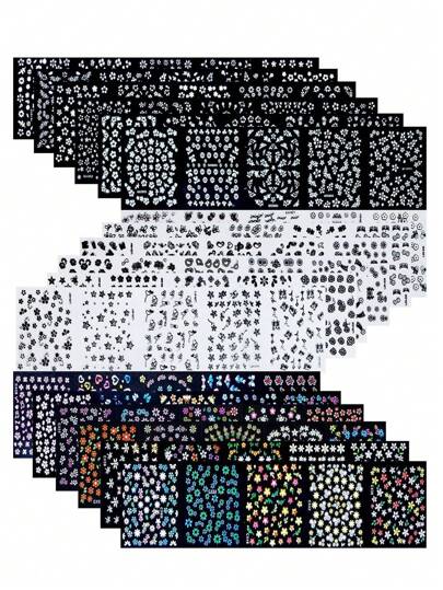 90pcs Mixed 3D Mini Nail Art Stickers, Approx. 4500pcs Flower Pattern, DIY Nail Stickers Nails Nail Supplies