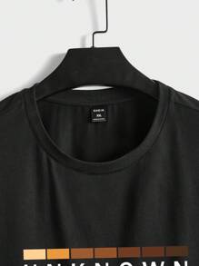 GENTILAND Nam Áo thun Bông Đồ họa Chữ cái - màu đen - Xem 4