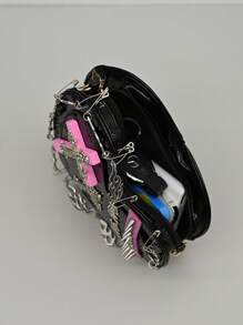 字母和鉚釘裝飾包拉鍊黑色南瓜,粉色萬聖節,骷髏,萬聖節,萬聖節裝,海盜洋裝 - 黑色 - 查看 5