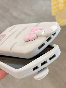 有趣的矽膠卡通貓設計手機殼 - 淺灰色 - 查看 4