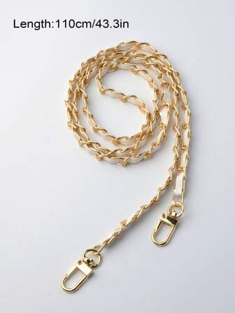 110cm DIY白色Pu提包手柄，7.8mm替換金屬金色鏈條肩帶，適用於斜跨手提袋，金屬鋁製便攜袋配件，時尚耐用，適用於新手和白領工作者，適用於少女、女性、大學生禮品袋