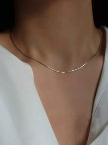 Minimalist Chain Necklace - Silver - View 2