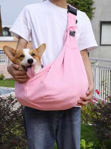 1pc pink adjustable shoulder strap pet crossbody bag suitable for outdoor travel of cats and dogs - Pink - View 1