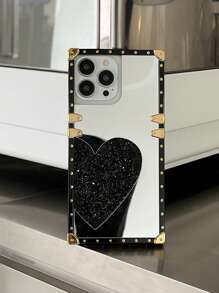 愛心圖案鏡面手機殼