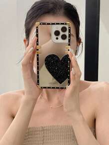 愛心圖案鏡面手機殼