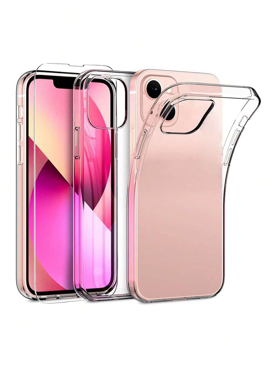 1pc HD Screen Protection Film & 2pcs Clear Phone Case Compatible With iPhone - Clear - View 1