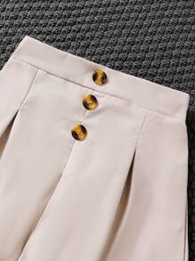 SHEIN 少女連身小背心上衣&摺痕細節短褲&翻領領西裝背心 - 彩色 - 查看 6