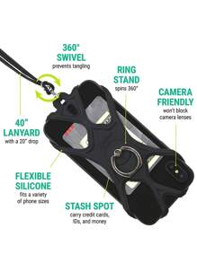 universal de silicona Tira de celular Soporte para telefonos - Negro - Ver 2