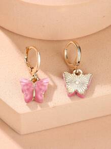 1 Đôi Thời Trang Hợp Kim Kẽm Bông Tai Hình Bướm Cho Nữ Cho Trang Trí Hẹn Hò - Màu Hồng Tươi - Xem 2