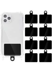 8入組PVC手機掛繩連接卡 - 黑色 - 查看 1