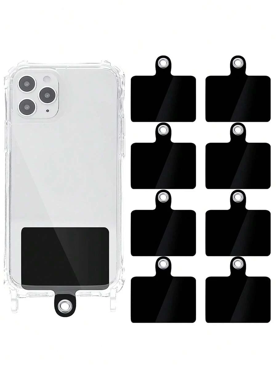 8入組PVC手機掛繩連接卡 - 黑色 - 查看 1