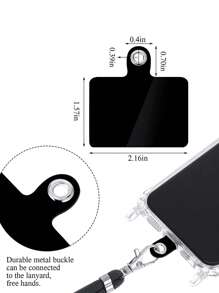 8入組PVC手機掛繩連接卡 - 黑色 - 查看 2