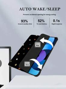 1入組PU皮革心形圖案平板電腦保護套，帶支架、筆槽、睡眠/喚醒功能和三折設計，適用於iPad Air 10th、9th、Air 5th和iPad Pro 11英寸 - 彩色 - 查看 4