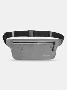 Letter Graphic Polyester Running Waist Bag - Grey - View 1