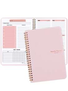 1 Thư Đồ Họa Xoắn Ốc Lập Kế Hoạch, Đơn Giản Đa Năng Kế Hoạch Hàng Tuần Danh Sách Kiểm Tra Notepad Cho Trường Học, Văn Phòng, Sinh Viên - Hồng - Xem 2