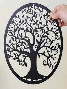 1pc Tree Design Wall Hanging, Creative Hollow Out Plant Shaped Hanging Decoration For Home Best Gifts Birthday - Black - View 2