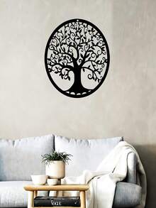 1pc Tree Design Wall Hanging, Creative Hollow Out Plant Shaped Hanging Decoration For Home Best Gifts Birthday - Black - View 3