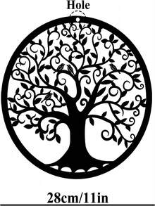 1pc Tree Design Wall Hanging, Creative Hollow Out Plant Shaped Hanging Decoration For Home Best Gifts Birthday - Black - View 4