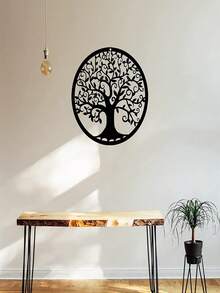 1pc Tree Design Wall Hanging, Creative Hollow Out Plant Shaped Hanging Decoration For Home Best Gifts Birthday - Black - View 6
