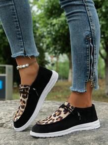 Giày nữ họa tiết da báo có dây buộc Giày thông thường, Giày vải thể thao ngoài trời - Nhiều màu - Xem 2