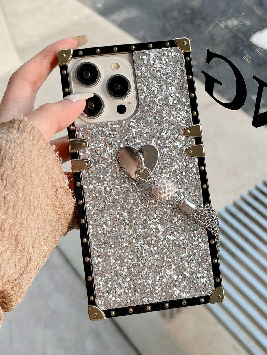 Sequin & tassel Decor Phone Case