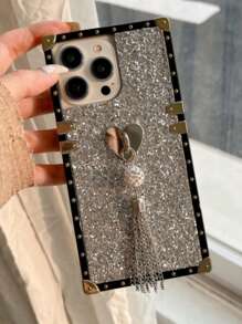 Sequin & tassel Decor Phone Case