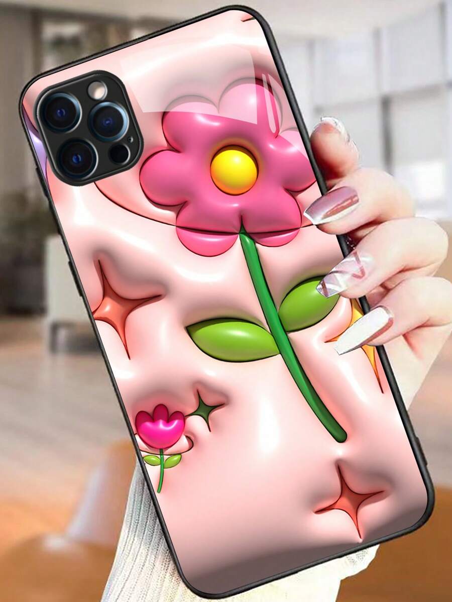 1pc Pink Phone Case, Soft Tpu & Hard Cover Hybrid, Anti-drop & Scratchproof, Full Lens Protection, Thin & Stylish, Compatible With Iphone/samsung/xiaomi/redmi/oppo/oneplus