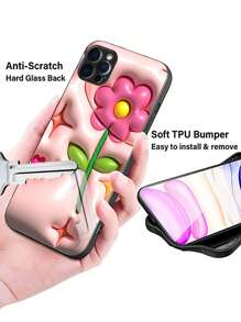 1pc Pink Phone Case, Soft Tpu & Hard Cover Hybrid, Anti-drop & Scratchproof, Full Lens Protection, Thin & Stylish, Compatible With Iphone/samsung/xiaomi/redmi/oppo/oneplus