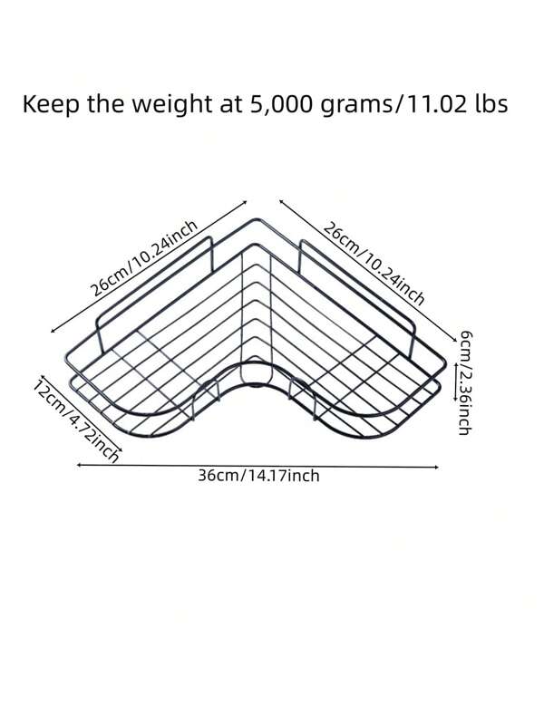 1pc Iron Bathroom Storage Rack, Simple Black Corner Shelving Storage