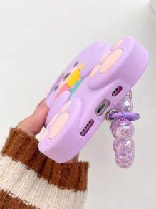 Vỏ điện thoại thiết kế gấu hoạt hình có dây buộc - Màu tím - Xem 4