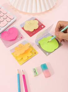 4pcs Apple Flower Heart Shaped Sticky Note, Creative Multi-Purpose Easy To Post Writable Sticky Note For School Student, Office Back To School - Multicolor - View 2