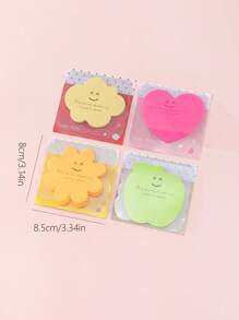 4pcs Apple Flower Heart Shaped Sticky Note, Creative Multi-Purpose Easy To Post Writable Sticky Note For School Student, Office Back To School - Multicolor - View 3