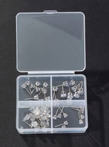 Men's 1Box Cubic Zirconia Decor Stud Earrings, For Jewelry Gift And Party