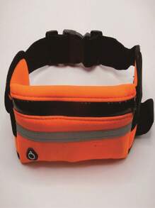 Water Resistant Polyester Zipper Running Waist Bag - Orange - View 1