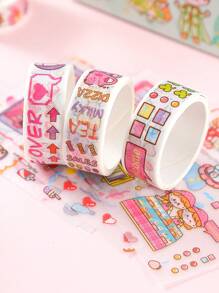 8pcs Cartoon Graphic Washi Tape & Assorted Sticker Set, Cute Multi-purpose Masking Tape & Sticker Set For DIY Craft, Hand Account, Decoration - Multicolor - View 5
