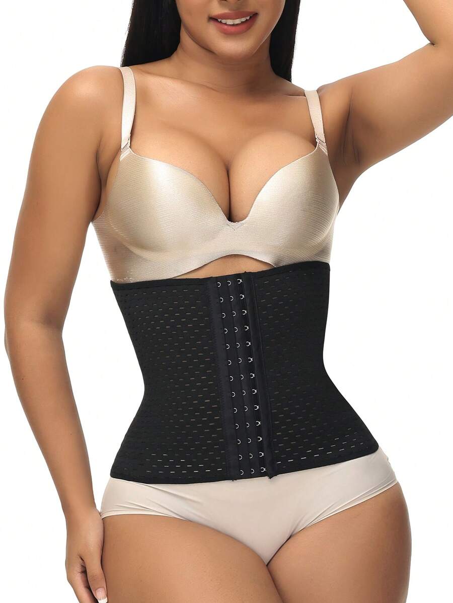 Hook And Eye Waist Trainer - Black - View 1