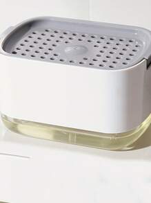 1入組塑料洗碗海綿架，白色洗碗皂液器，