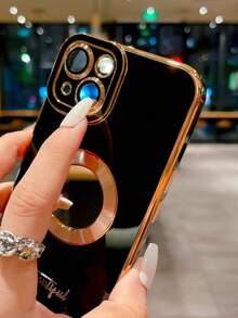 Vỏ điện thoại chống rơi đồ họa chữ cái - màu đen - Xem 2