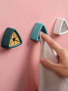 1 件壁挂式毛巾钩，塑料三角形清洁布收纳夹，适用于家庭、储物、厨房收纳、厨房用品、房间装饰、家居装饰。