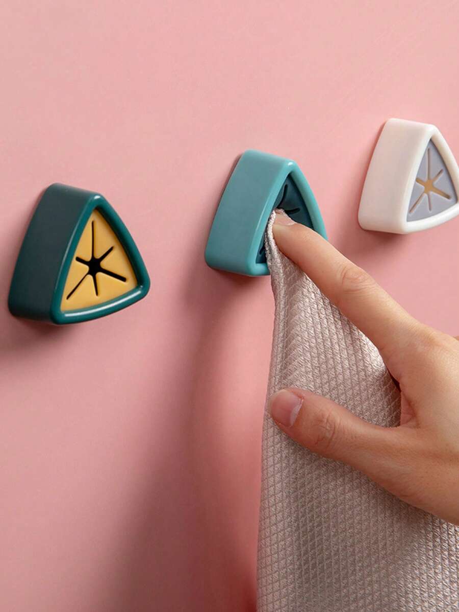 1 件壁挂式毛巾钩，塑料三角形清洁布收纳夹，适用于家庭、储物、厨房收纳、厨房用品、房间装饰、家居装饰。