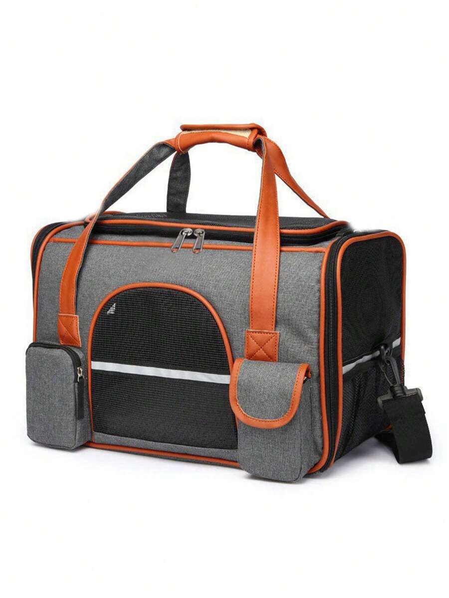 1pc Breathable Pet Carrier Bag For Dog For Outdoor - Dark Grey - View 1