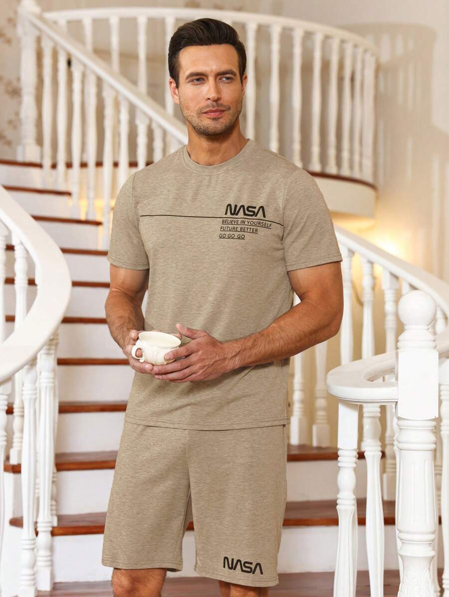 Bộ đồ giản dị  Nam Túi Slogan - Màu be - Xem 1