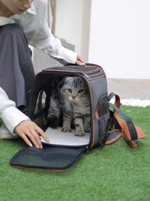 1pc Breathable Pet Carrier Bag For Dog For Outdoor - Dark Grey - View 6