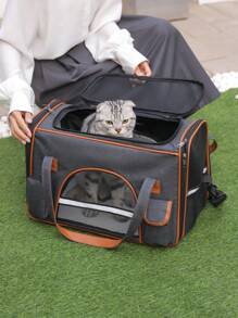 1pc Breathable Pet Carrier Bag For Dog For Outdoor - Dark Grey - View 7